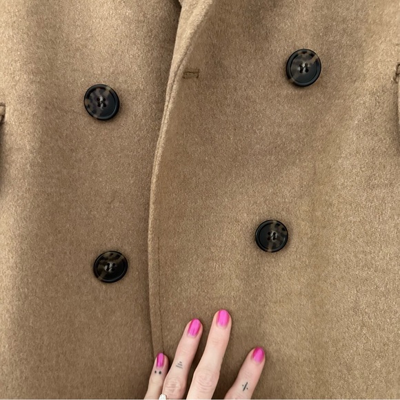 J. Crew Double-breasted Topcoat Trench Italian Wool-Cashmere Tan Plus Size 18 - Picture 5 of 10